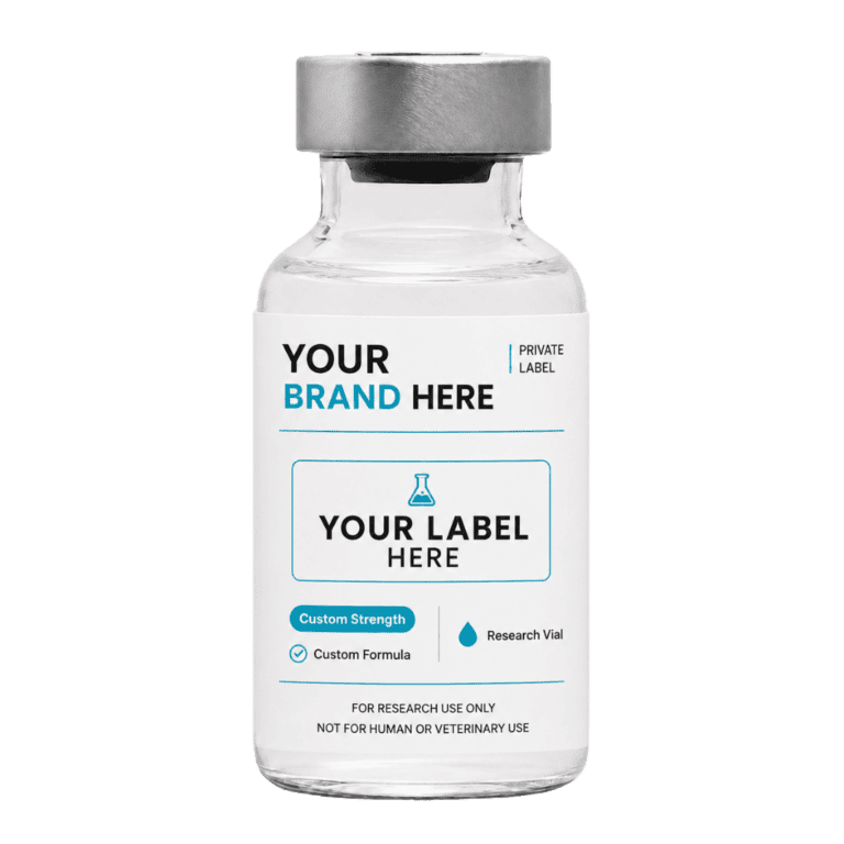 Private label research vial with a blank your-brand-here label