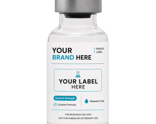 Private label vial packaging for wholesale research peptides — Lifted Industries.