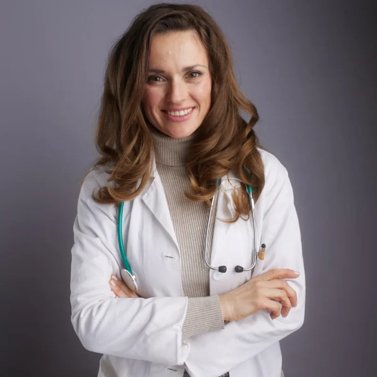 Physician in a white coat with a stethoscope